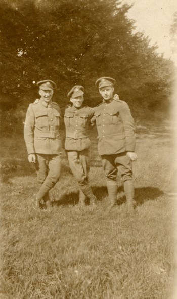 Ed Zimmerman, Sandy Thompson and Charles Reed, Aug. 1917